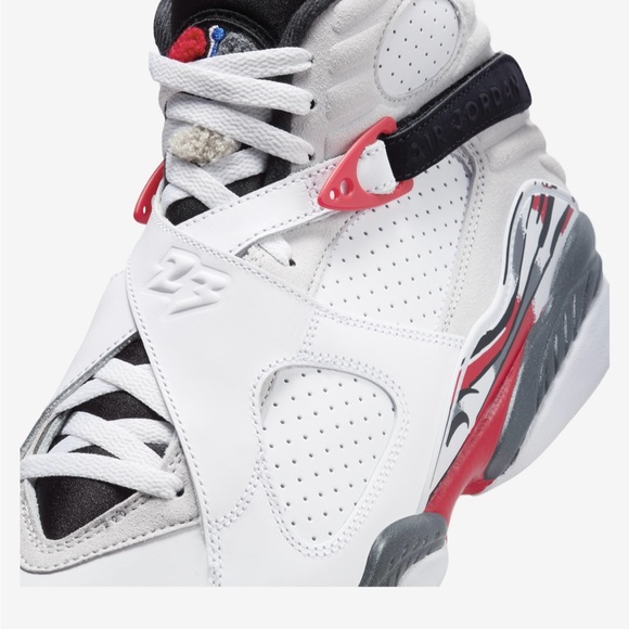 Nike Air Jordan 8 Retro White & Red Men's Sneakers Size US 9.5 EUR 43 Authentic - Picture 7 of 8